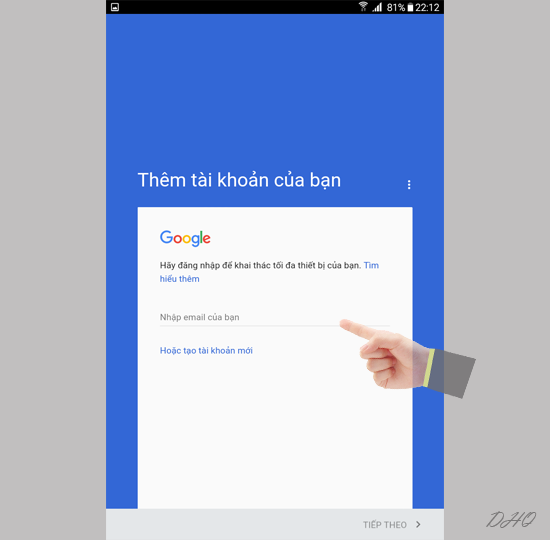 Đăng nhập tên email